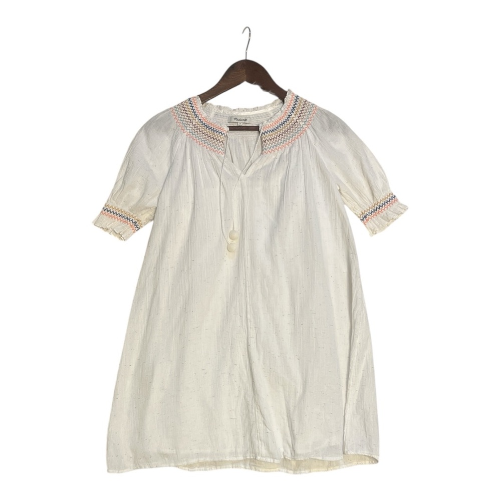 Madewell Rainbow Smocked Cotton Trapeze Dress Small